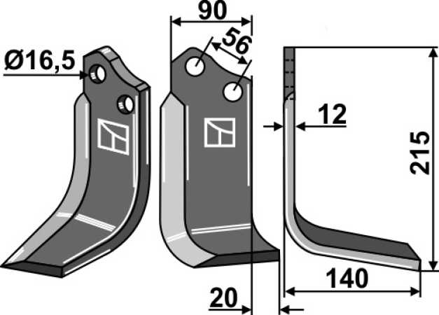 Fräsmesser 215x90mm, rechts